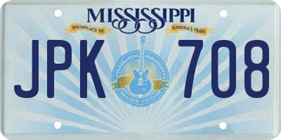 MS license plate JPK708