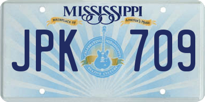 MS license plate JPK709