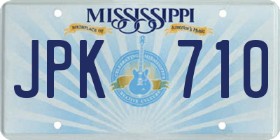 MS license plate JPK710