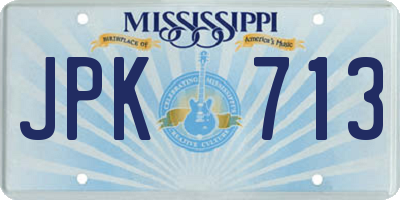 MS license plate JPK713