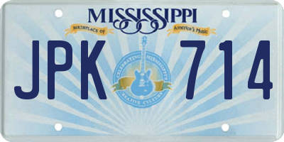 MS license plate JPK714
