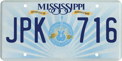 MS license plate JPK716