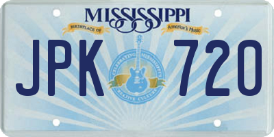 MS license plate JPK720