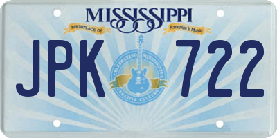 MS license plate JPK722