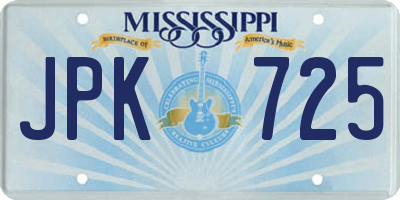 MS license plate JPK725