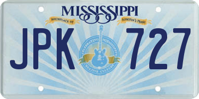 MS license plate JPK727