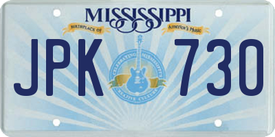 MS license plate JPK730