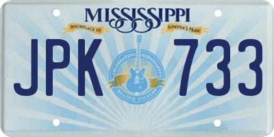 MS license plate JPK733