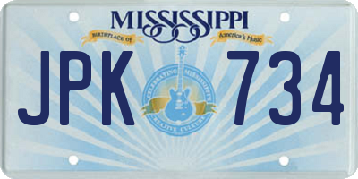 MS license plate JPK734