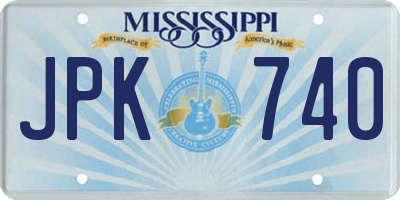MS license plate JPK740