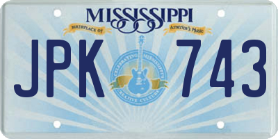 MS license plate JPK743