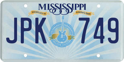 MS license plate JPK749