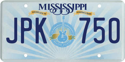 MS license plate JPK750
