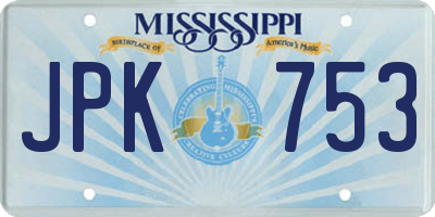 MS license plate JPK753