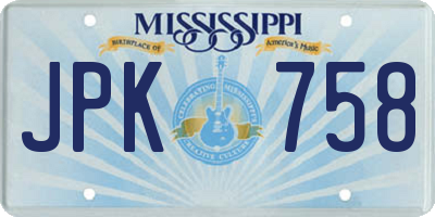 MS license plate JPK758
