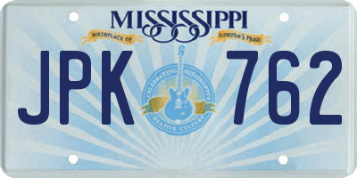 MS license plate JPK762