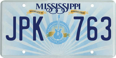 MS license plate JPK763
