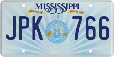MS license plate JPK766