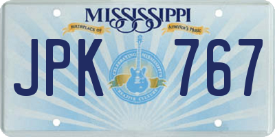MS license plate JPK767