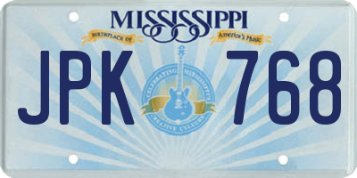 MS license plate JPK768