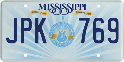 MS license plate JPK769