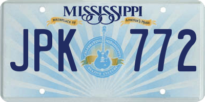 MS license plate JPK772