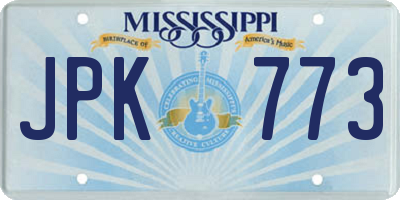 MS license plate JPK773