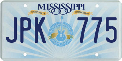 MS license plate JPK775