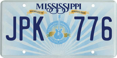 MS license plate JPK776