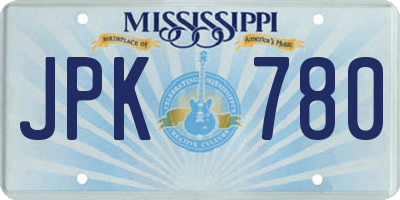 MS license plate JPK780