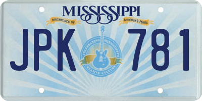 MS license plate JPK781