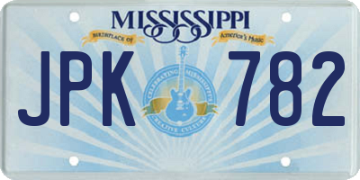 MS license plate JPK782