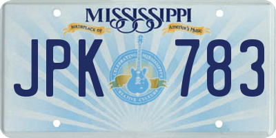 MS license plate JPK783