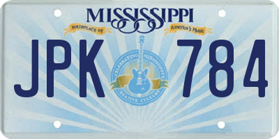 MS license plate JPK784