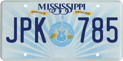 MS license plate JPK785
