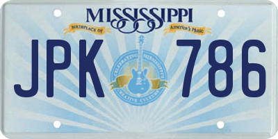 MS license plate JPK786