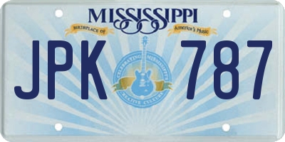 MS license plate JPK787