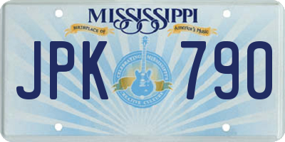 MS license plate JPK790