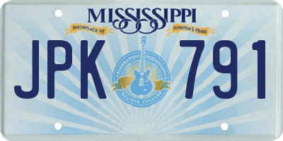MS license plate JPK791