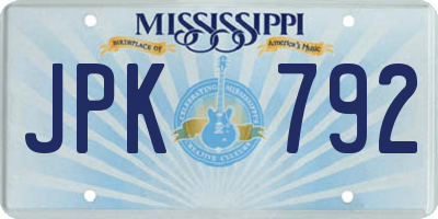 MS license plate JPK792