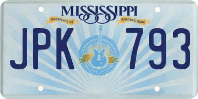 MS license plate JPK793