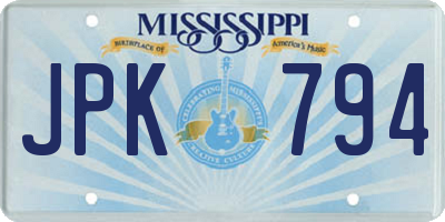 MS license plate JPK794
