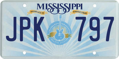 MS license plate JPK797