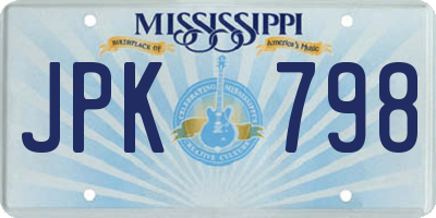 MS license plate JPK798