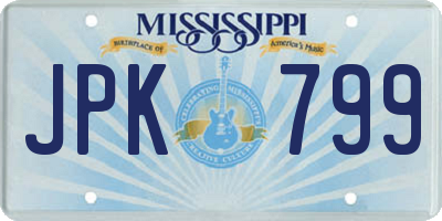 MS license plate JPK799