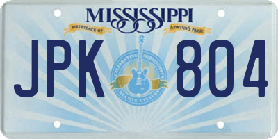 MS license plate JPK804