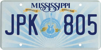 MS license plate JPK805