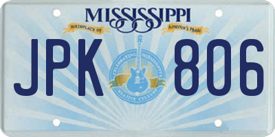MS license plate JPK806