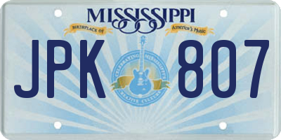 MS license plate JPK807