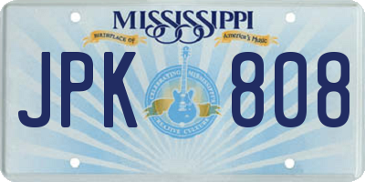 MS license plate JPK808